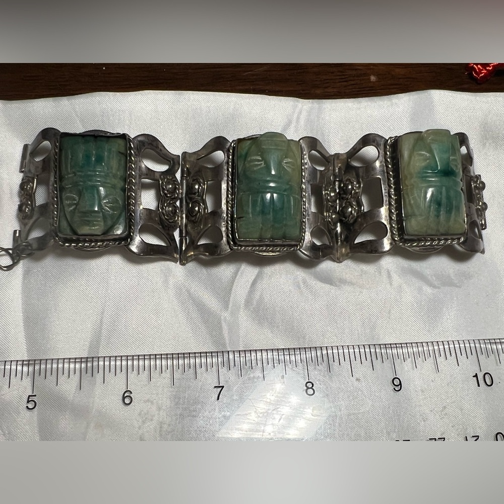 Vintage Jade? and Silver Bracelet